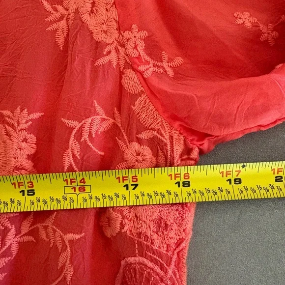 Johnny Was Serene Rider Tangerine Colored Embroidered Blouse Small - Picture 5 of 8